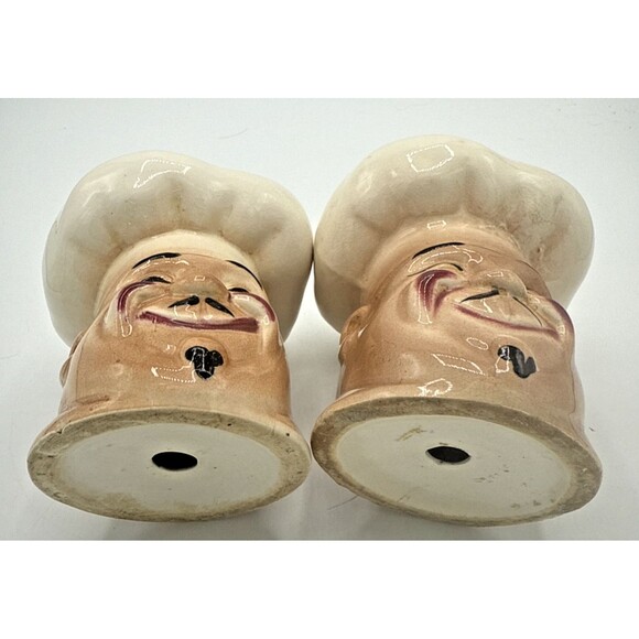 Vintage Large Chef Head/Hat Squinting Eyes Salt & Pepper Shaker Set Japan 4.5" - Picture 13 of 13